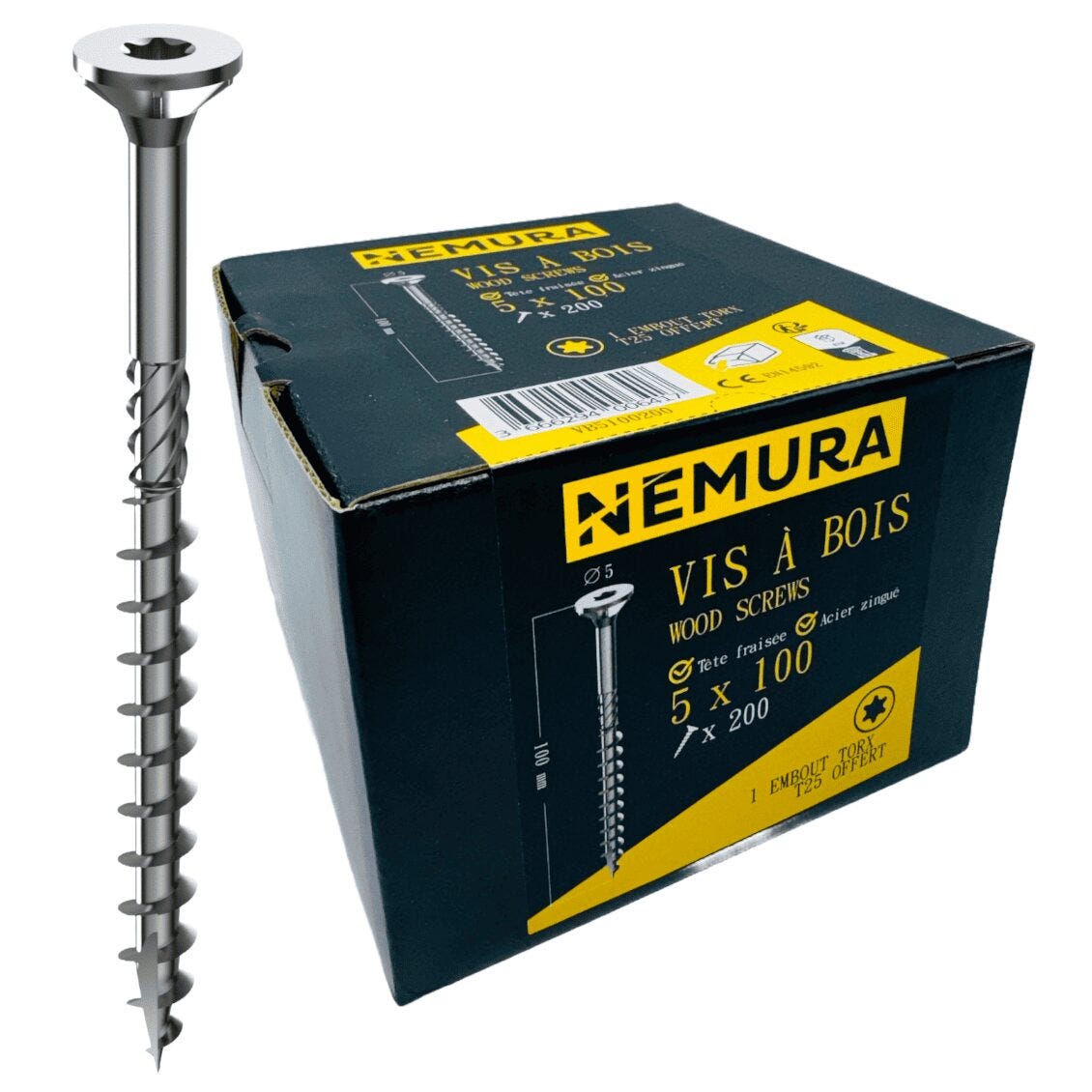 50 pezzi 8,0 x 140 mm Viti per strutture in legno a testa svasata, TORX in acciaio a zincatura gialla con approvazione 50 pezzi 8,0 x 140 mm Viti per strutture in legno a testa svasata, TORX in acciaio a zincatura gialla con approvazione