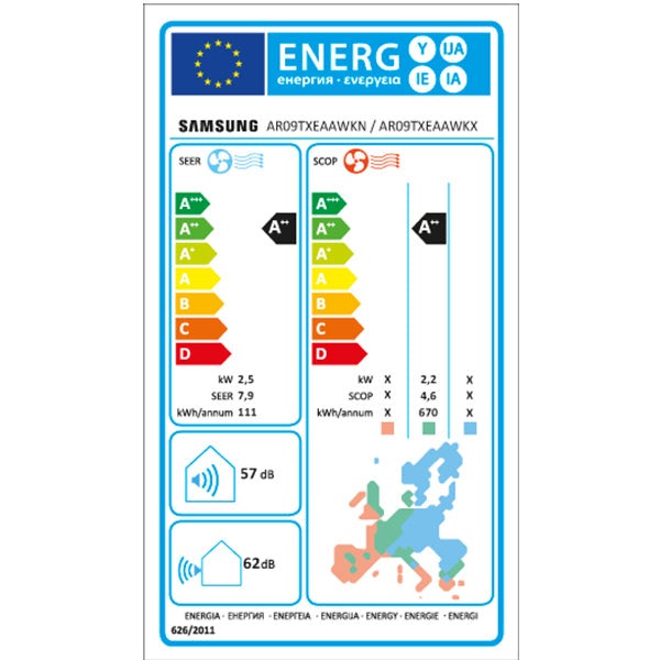 Samsung Wind-Free Avant AR09TXEAAWKX condizionatore fisso Condizionatore unità esterna Bianco - 3