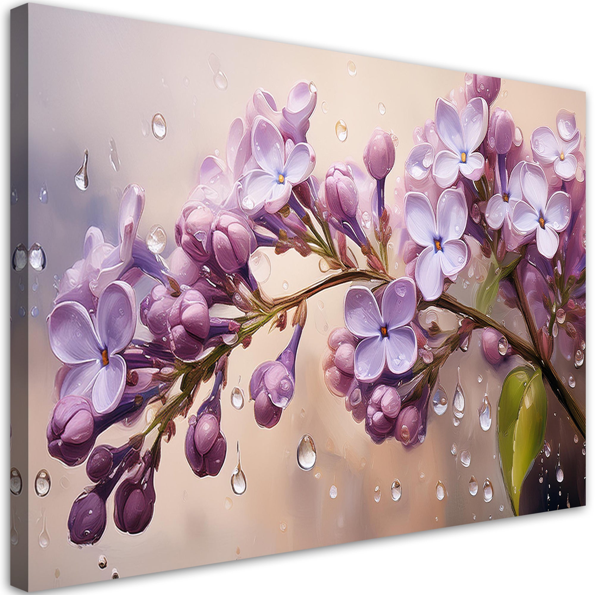 Obraz na płótnie, Kwitnące Kwiaty Bzu Krople Rosy 90x60