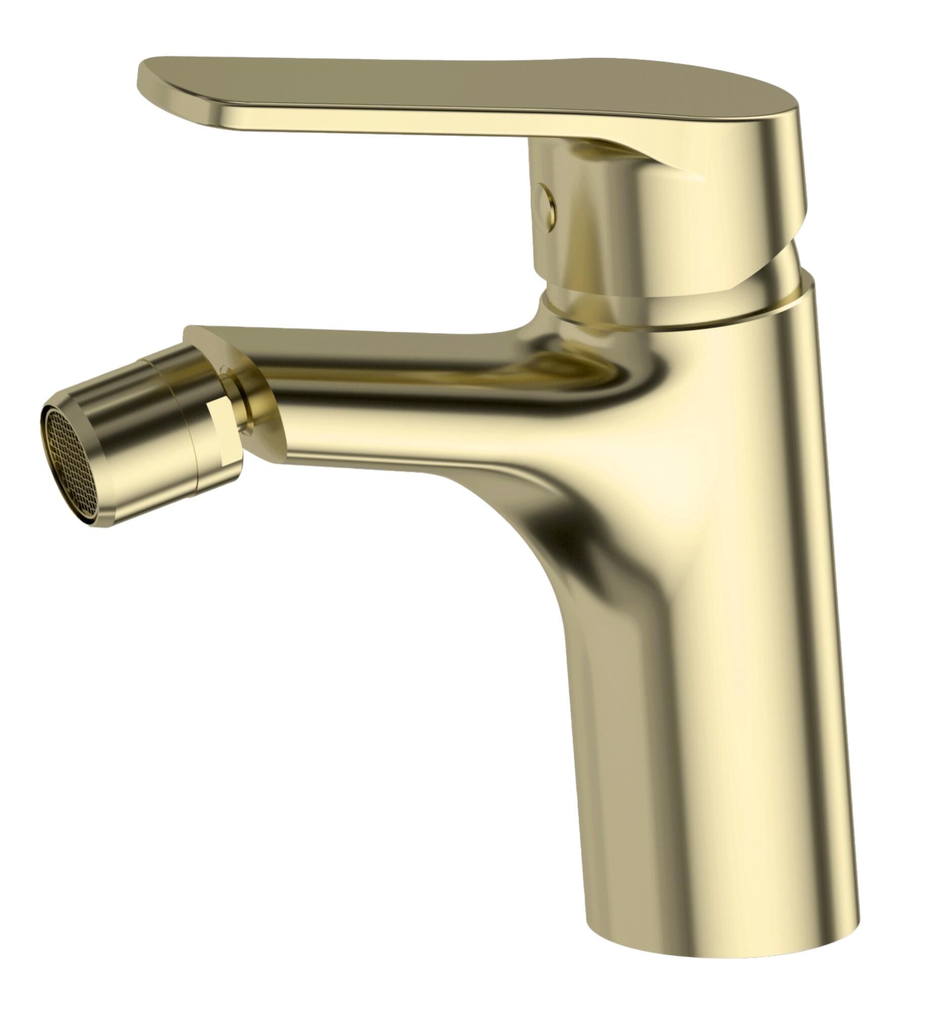 Bateria bidetowa jednouchwytowa Full, szczotkowane złoto