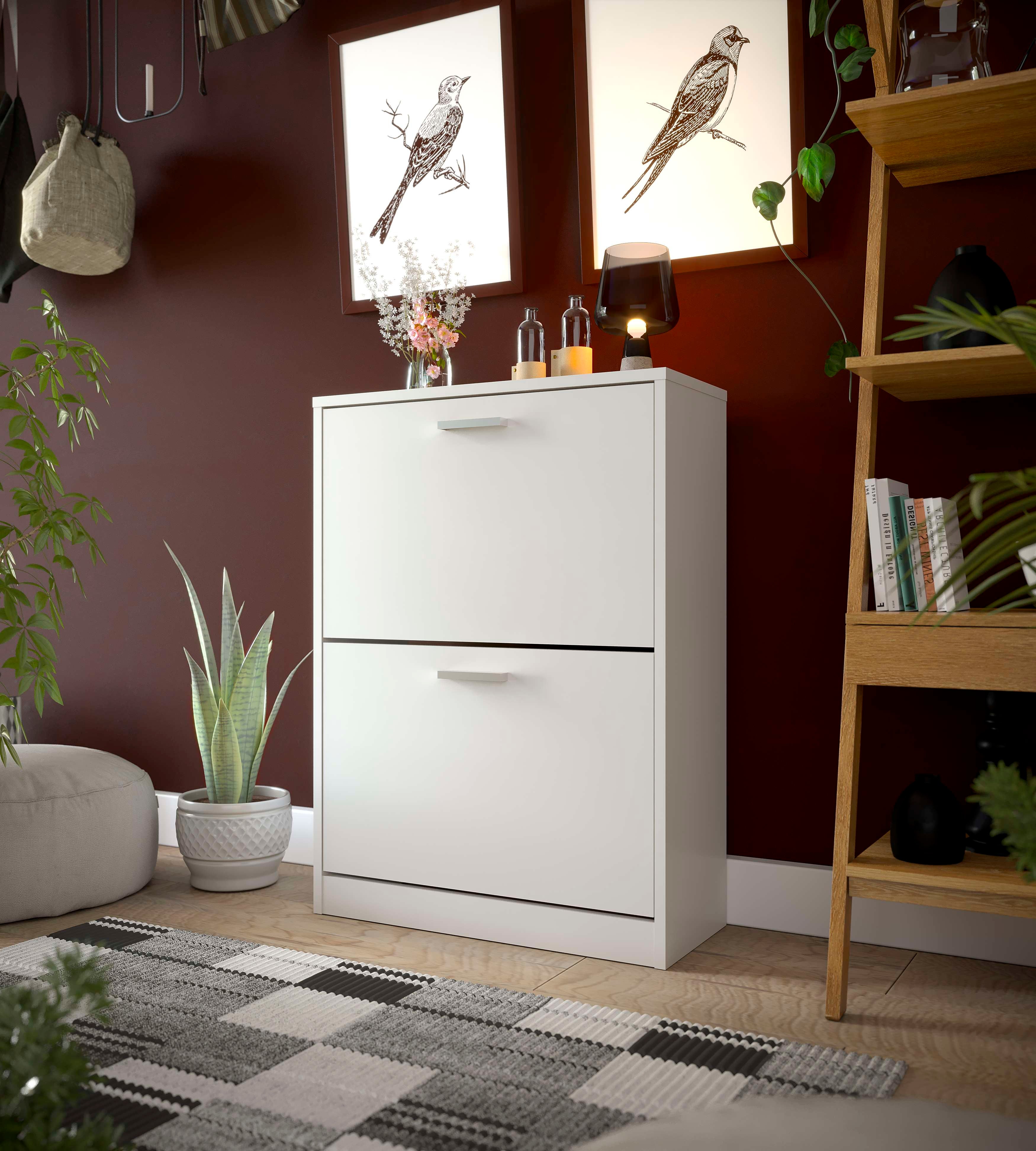 Meuble à chaussures ROAD 2 portes 60x25x83 cm mélaminé Blanc TALESA