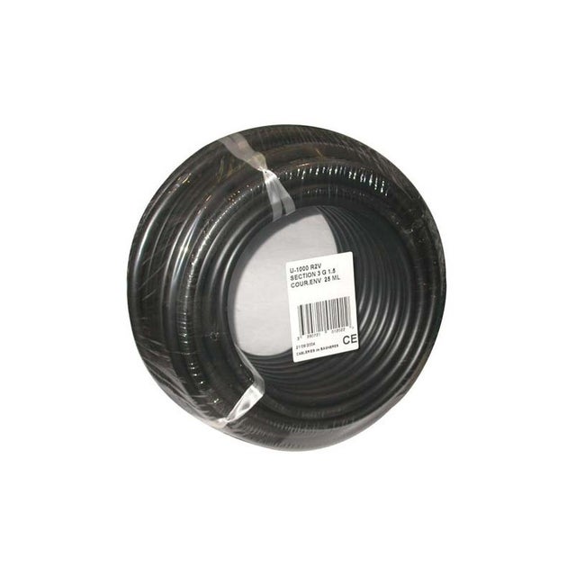 Câble rigide U1000 R2V - 3x1.5 mm² - couronne 10 m - noir ELECTRALINE