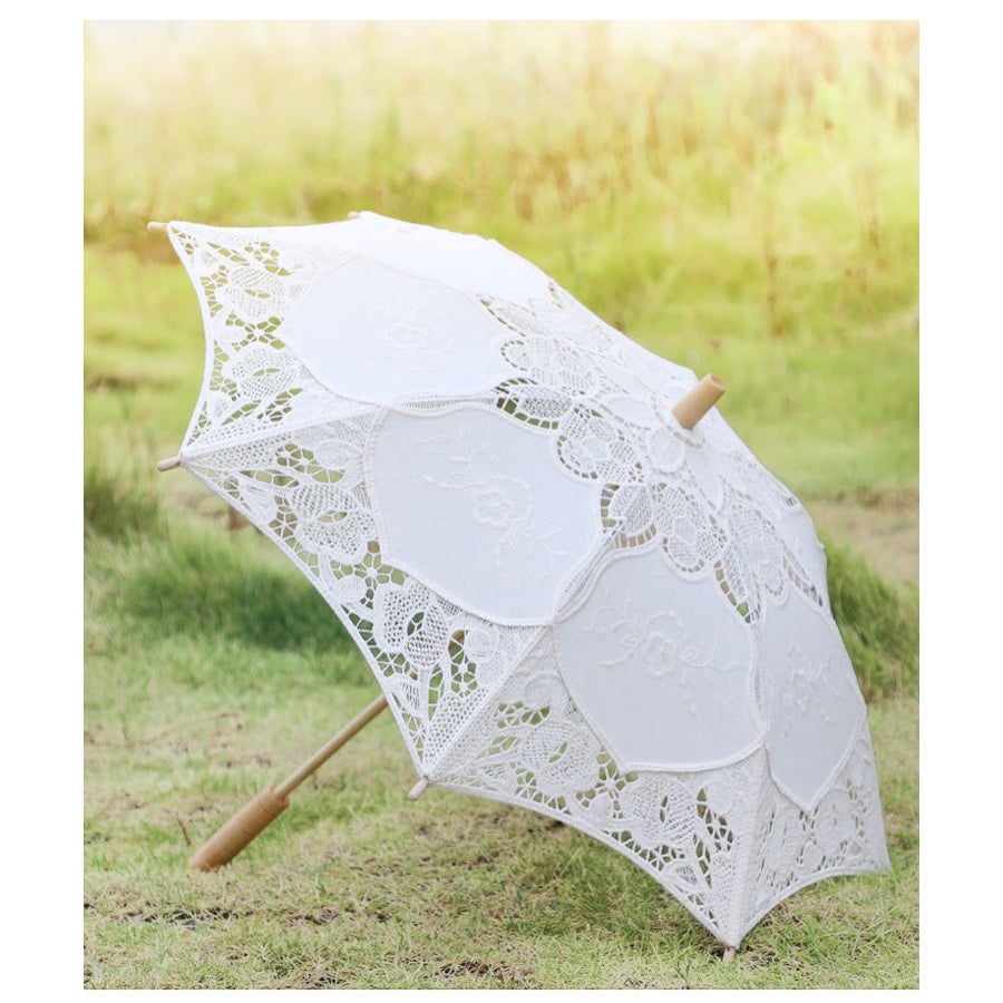 Ombrelle de mariage en dentelle, mini parasol pour mariée. Accessoire idéal pour fête, danse et séance photo.Blanc - 6