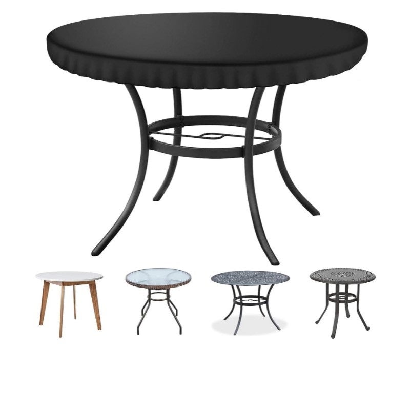 Okrągły pokrowiec na meble ogrodowe do salonu, zestaw pokrowców na stół tarasowy, tkanina Oxford 210D, 92 x 10 cm