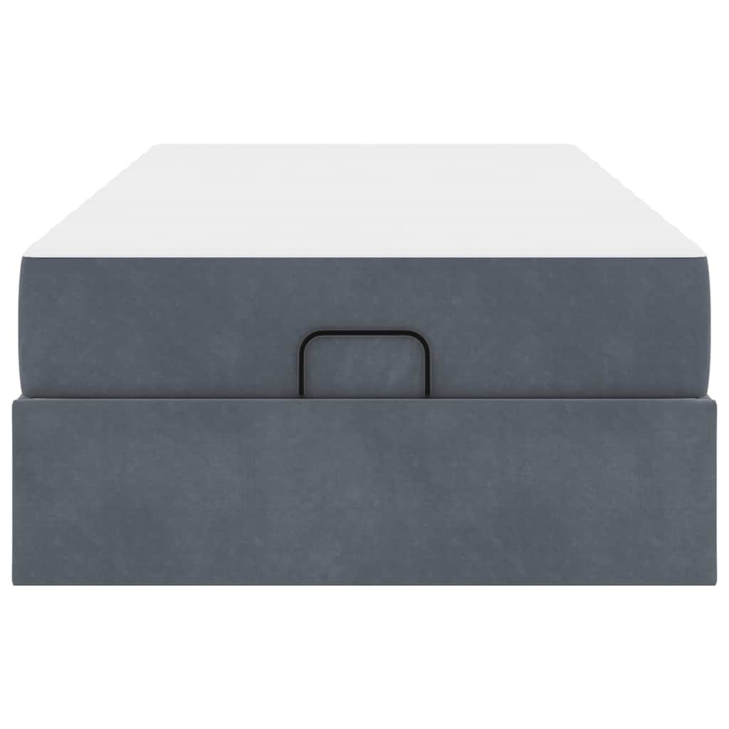 Cadre de lit avec matelas Gris foncé 90 x 200 cm Velours - 7