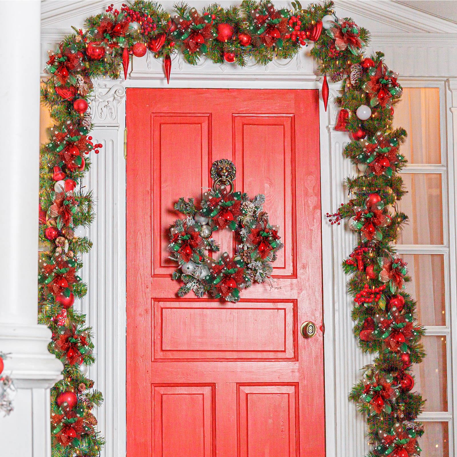 Lot de 16 décorations de Noël, fleurs artificielles scintillantes avec clips, décorations pour sapin de Noël, pendentifs de fleurs artificielles - 4