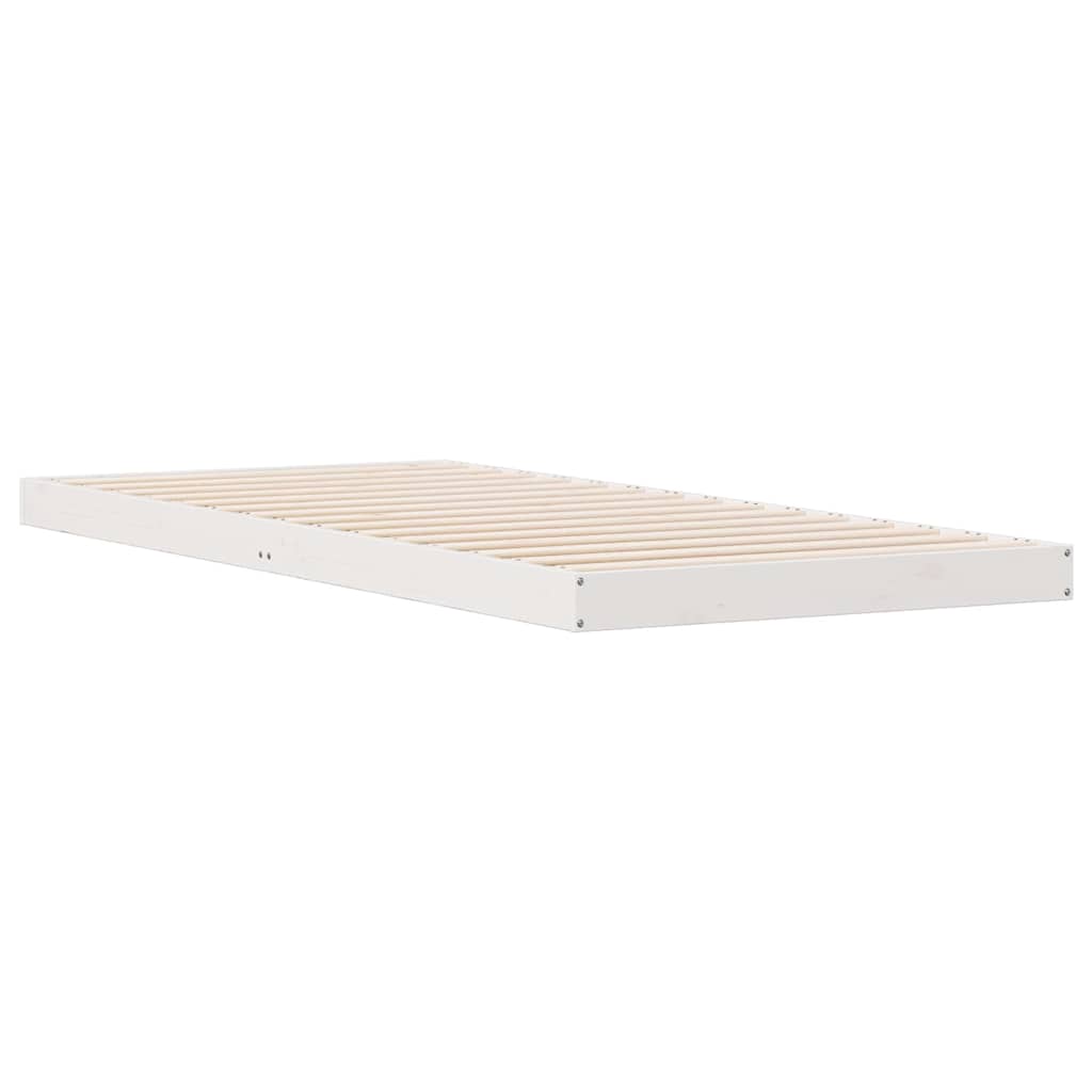 Łóżko Drewniane Białe Rama Łóżka Ze Stelażem Drewniana Łóżko Do Sypialni Pokoju 100 x 210 cm