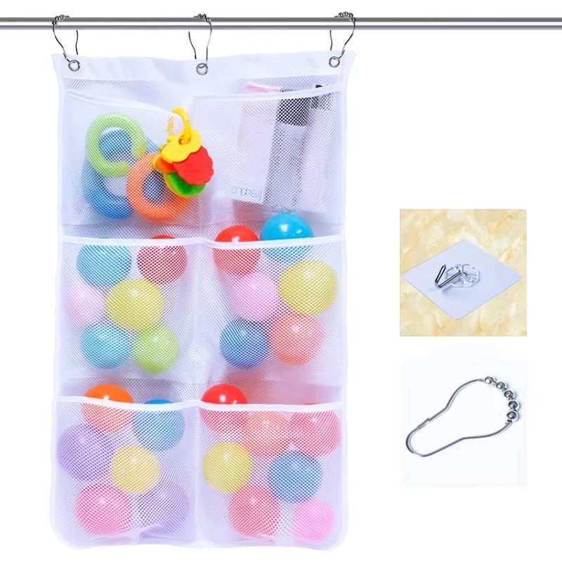 Lot de 2 sacs de rangement en filet pour douche, organisateur de douche suspendu en maille à séchage rapide de luxe, accessoires de salle de bain - 4