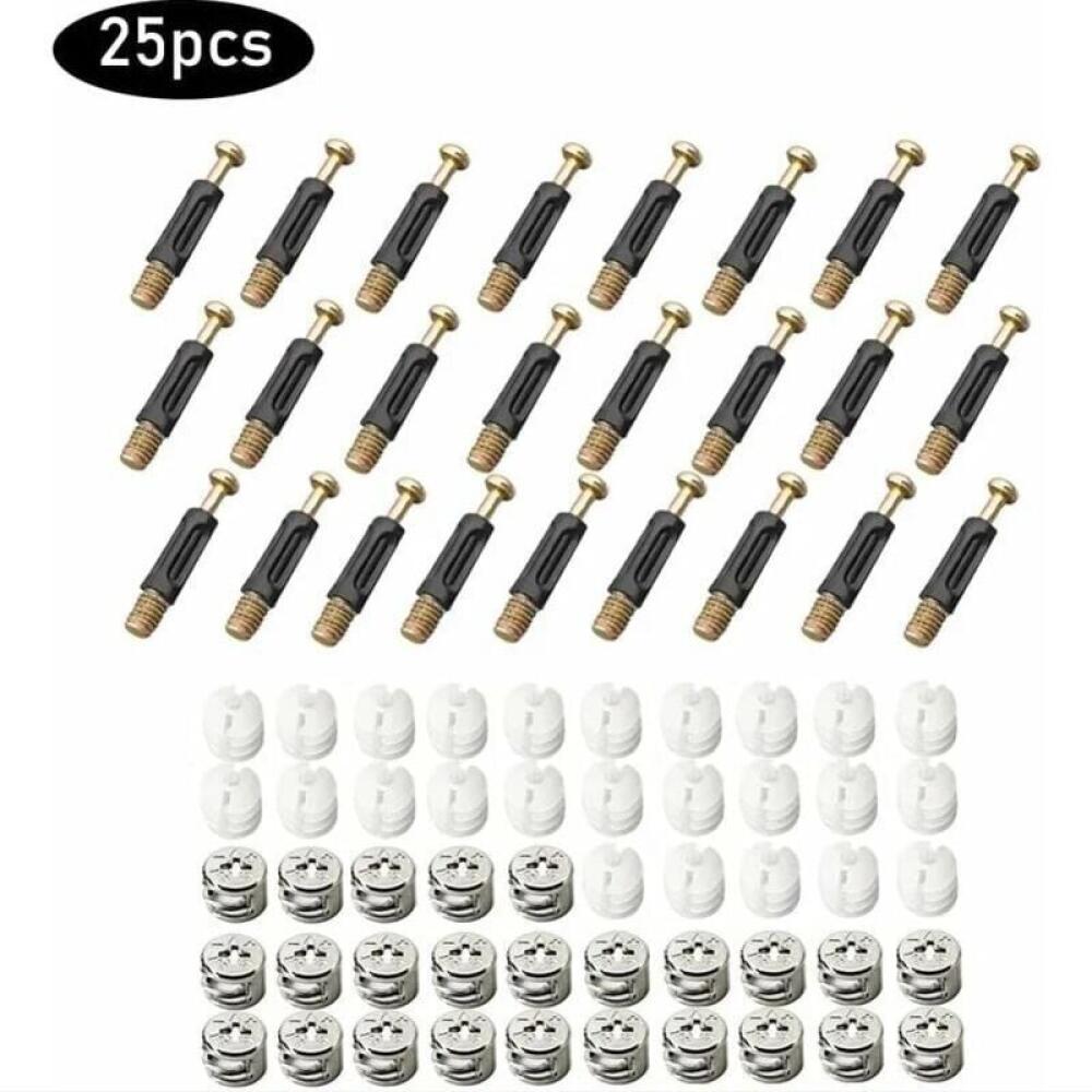 Kit d'assemblage de 25 pièces avec connecteurs à came, connecteurs de meubles 3 en 1 pour l'assemblage de meubles et d'armoires. - 3
