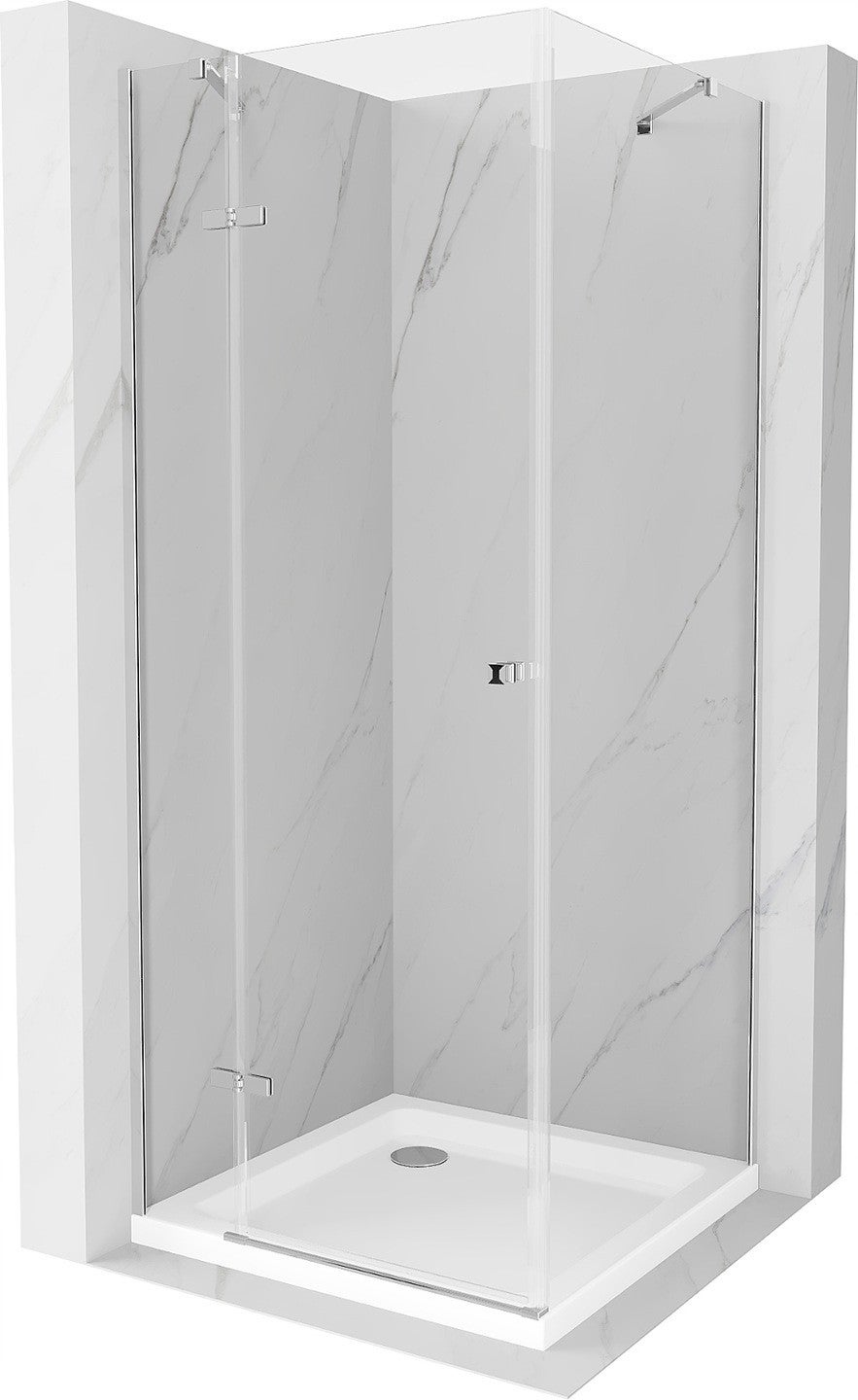 Mexen Roma kabina prysznicowa uchylna 90 x 90 cm, transparent, chrom + brodzik Flat - 854-090-090-01-00-4010
