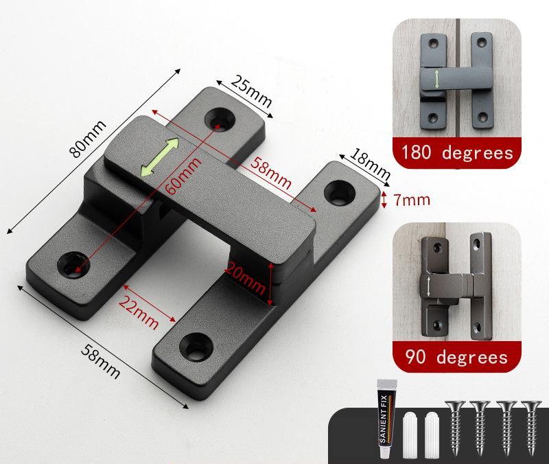 (Nero) Fibbia luminosa per porta con chiavistello, porta della camera d'albergo e del bagno senza fori, antifurto [con colla e viti] - 4