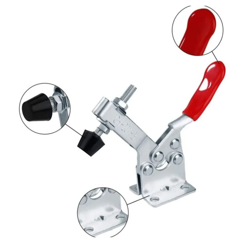 GH-201-B - Lot de 4 sauterelles à serrage vertical avec base horizontale - Capacité 90 kg - 4