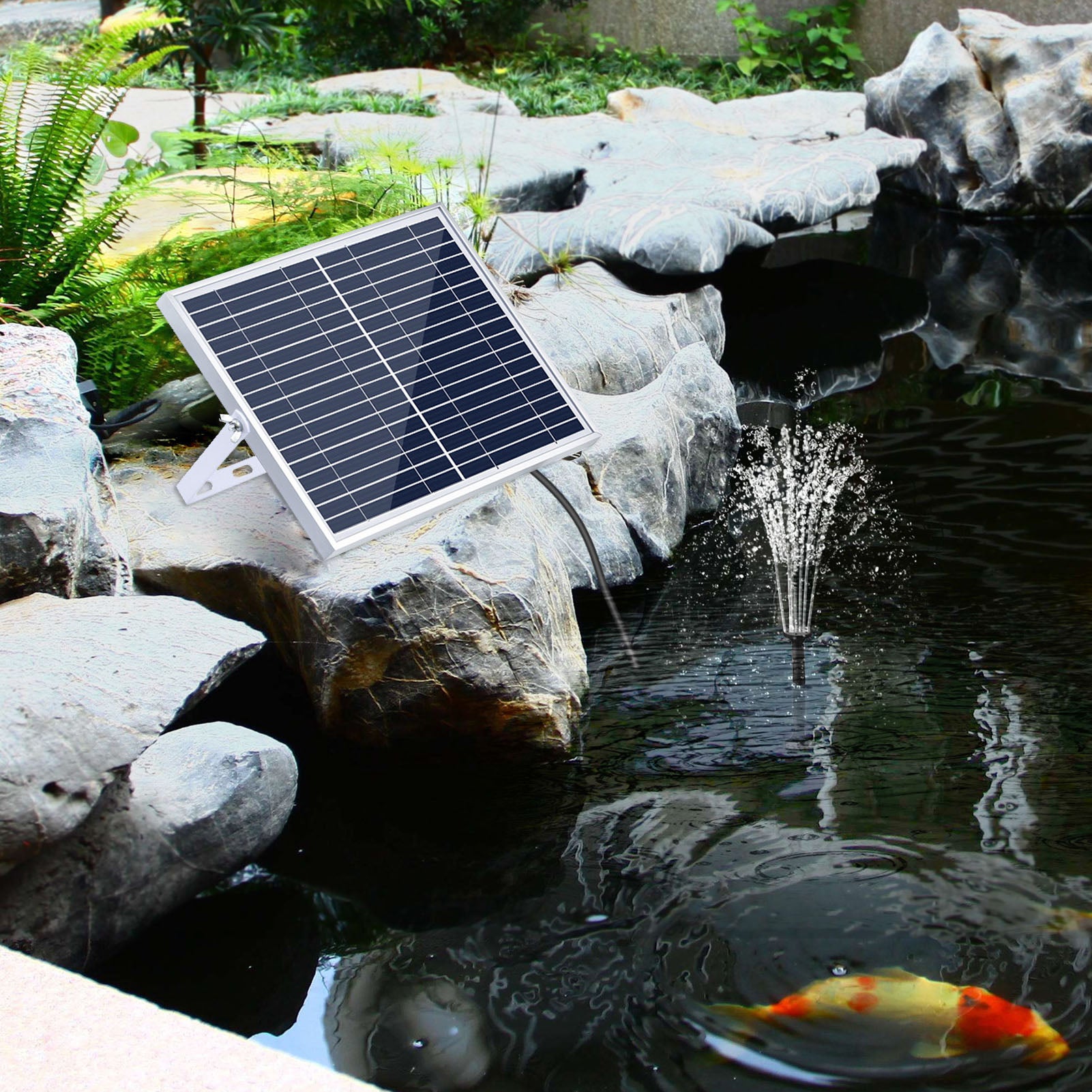 Pompe de fontaine solaire 10 W avec des buses de grand panneau 3 max. Hauteur d'eau 100 cm pour le cuir de pêche pour bain d'oiseaux Petit étang - 9