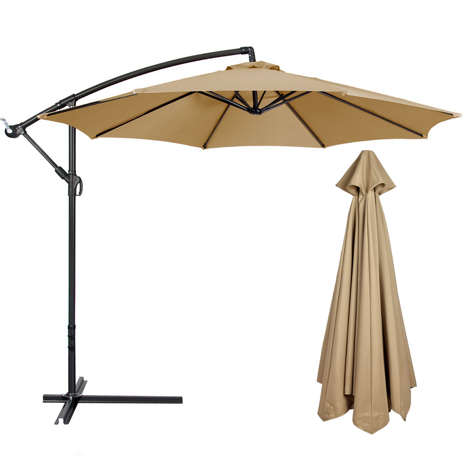Zapasowa czasza do parasola bezramowego, beżowy parasol ogrodowy, odpowiedni do wysokości do 2,7 metra, 8 żeber