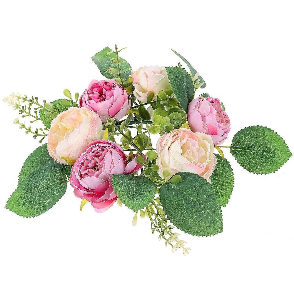Couronne de bougie avec fleurs de pivoine artificielles, anneau ...