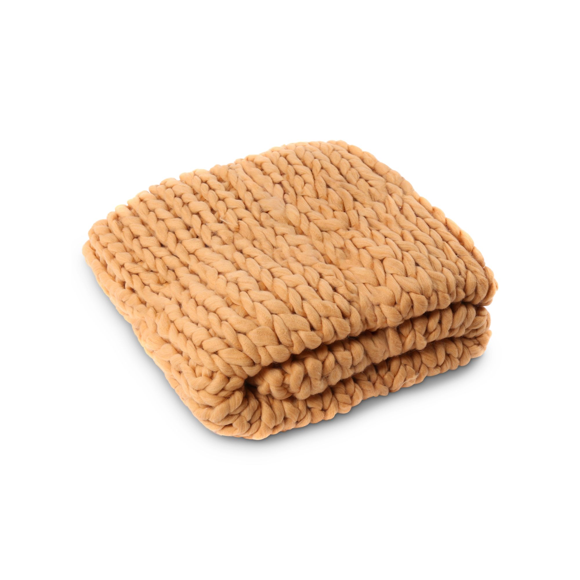 Plaid à grosses mailles 127x152 cm camel - 2