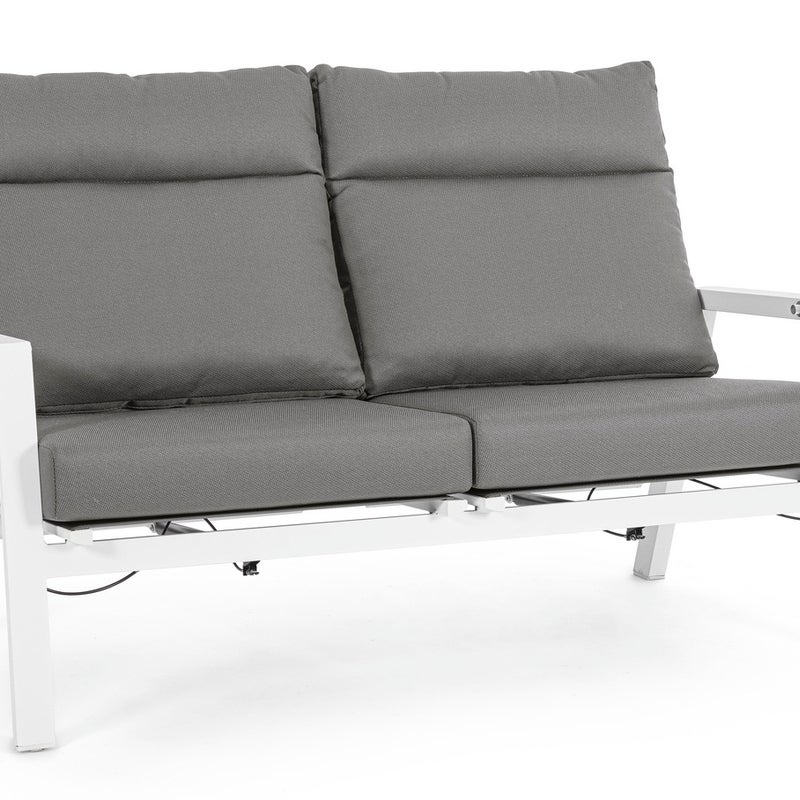 KLEDI BIAŁA 2-OSOBOWA ROZKŁADANA SOFA Z PODUSZKAMI DO OGRODU ZEWNĘTRZNEGO