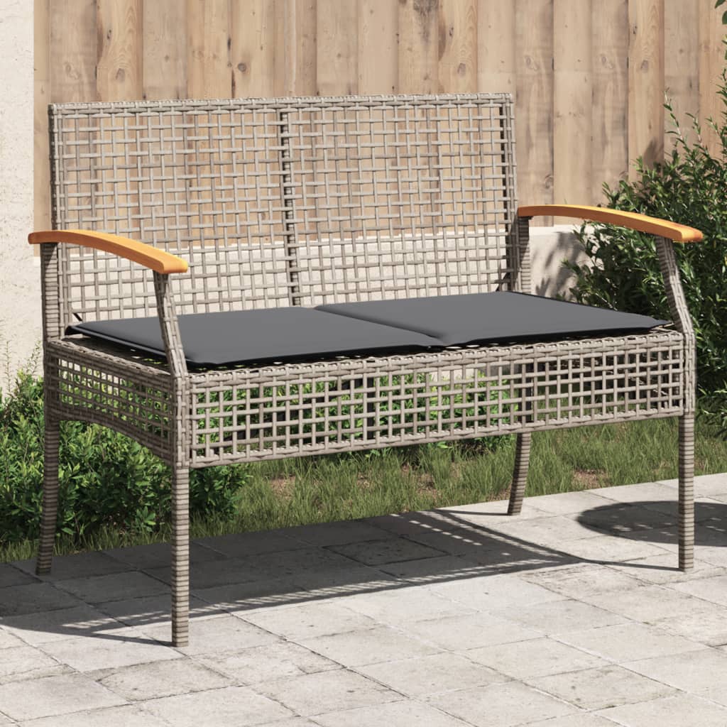 Banc De Jardin Avec Rangement Intégré - Résine Tressée Noir - Coussin Crème Inclus - Dimensions 111x56x87 Cm