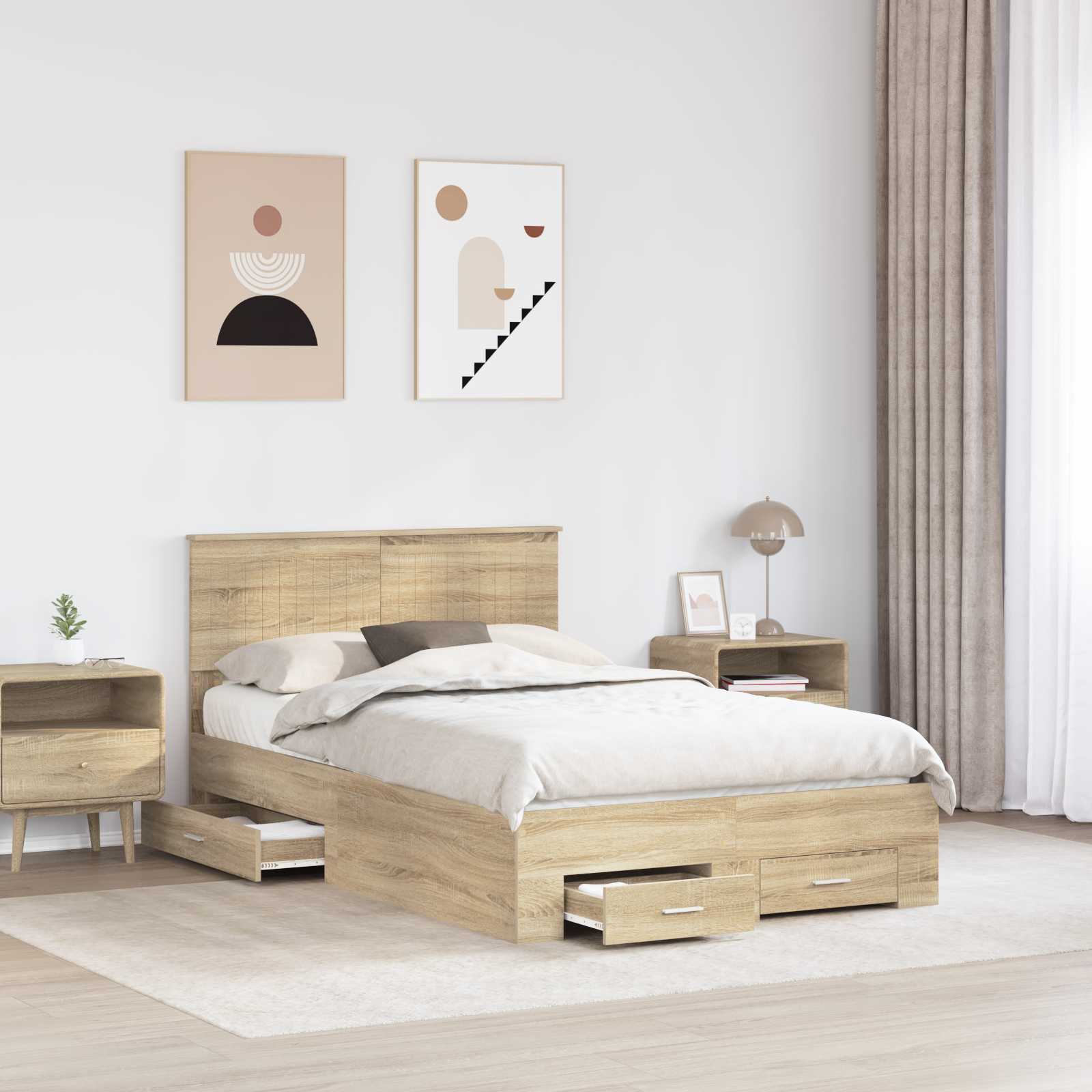 Cadre de lit chêne 120 x 200 cm en panneau de bois - 3