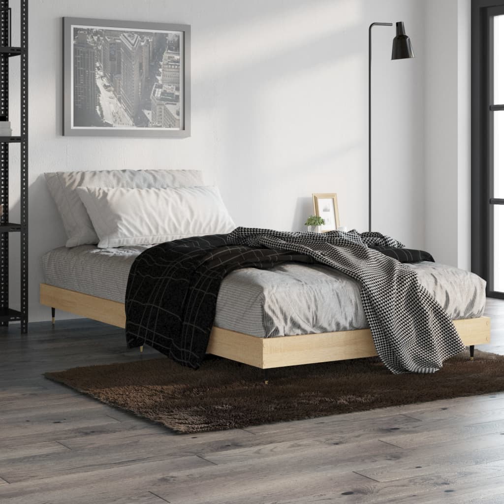 Cadre De Lit Sans Matelas Chêne Sonoma 90x190 Cm - Sommier Robuste Et Design Moderne