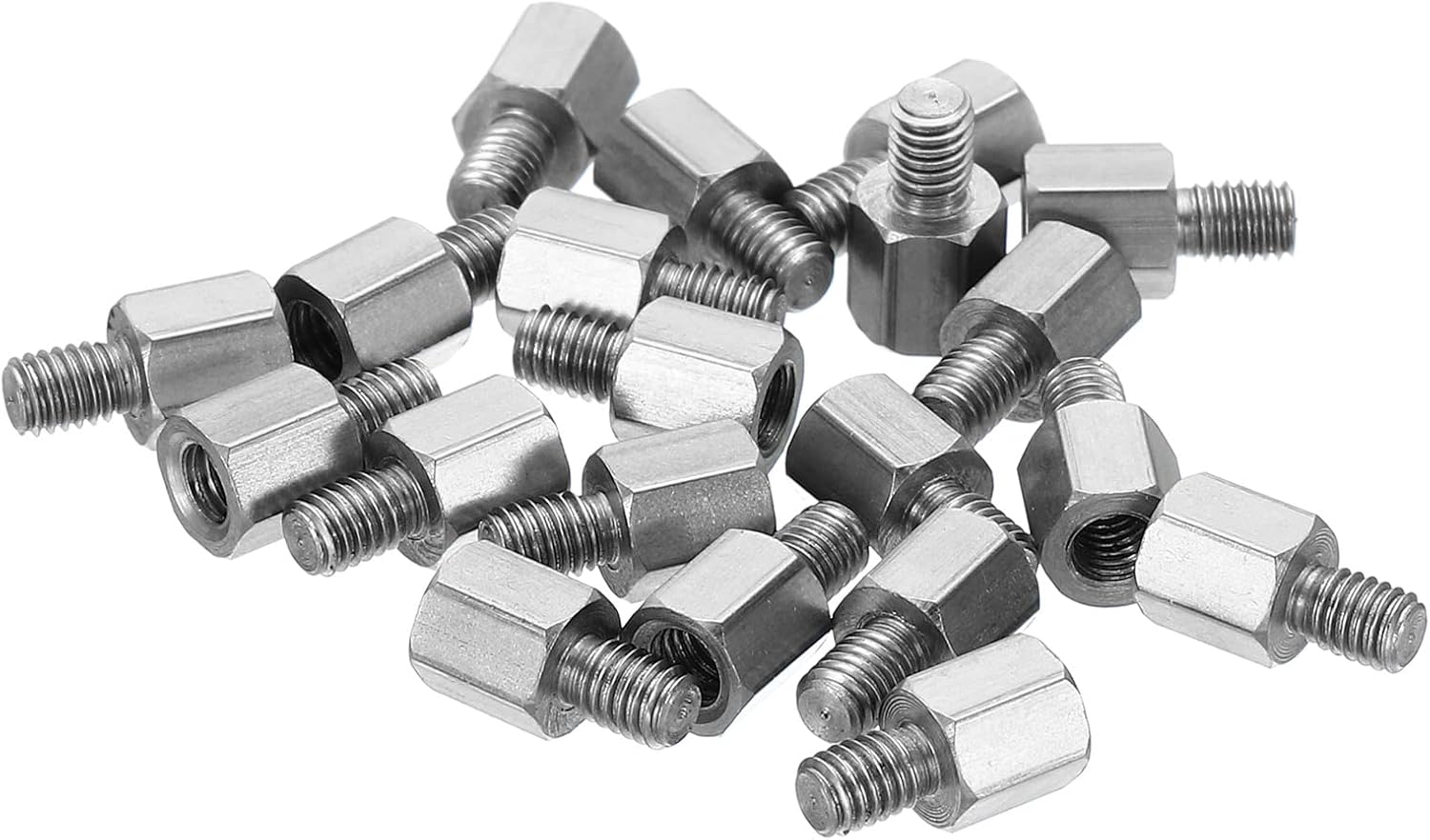 Wkręty dystansowe ze stali nierdzewnej, męskie i żeńskie, M3x5mm+4mm, zestaw 20 sztuk, do płytek drukowanych.