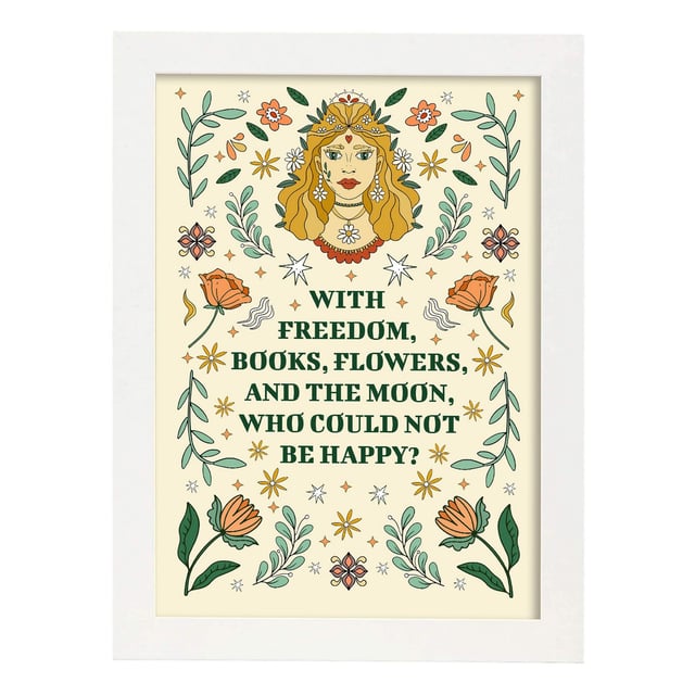 Affiche Livres Et Fleurs Avec Liberté Tableaux Décoratifs Pour Votre Chambre À Coucher Foyer Impressions Pourconception A4 Avec Des Cadre Blanc