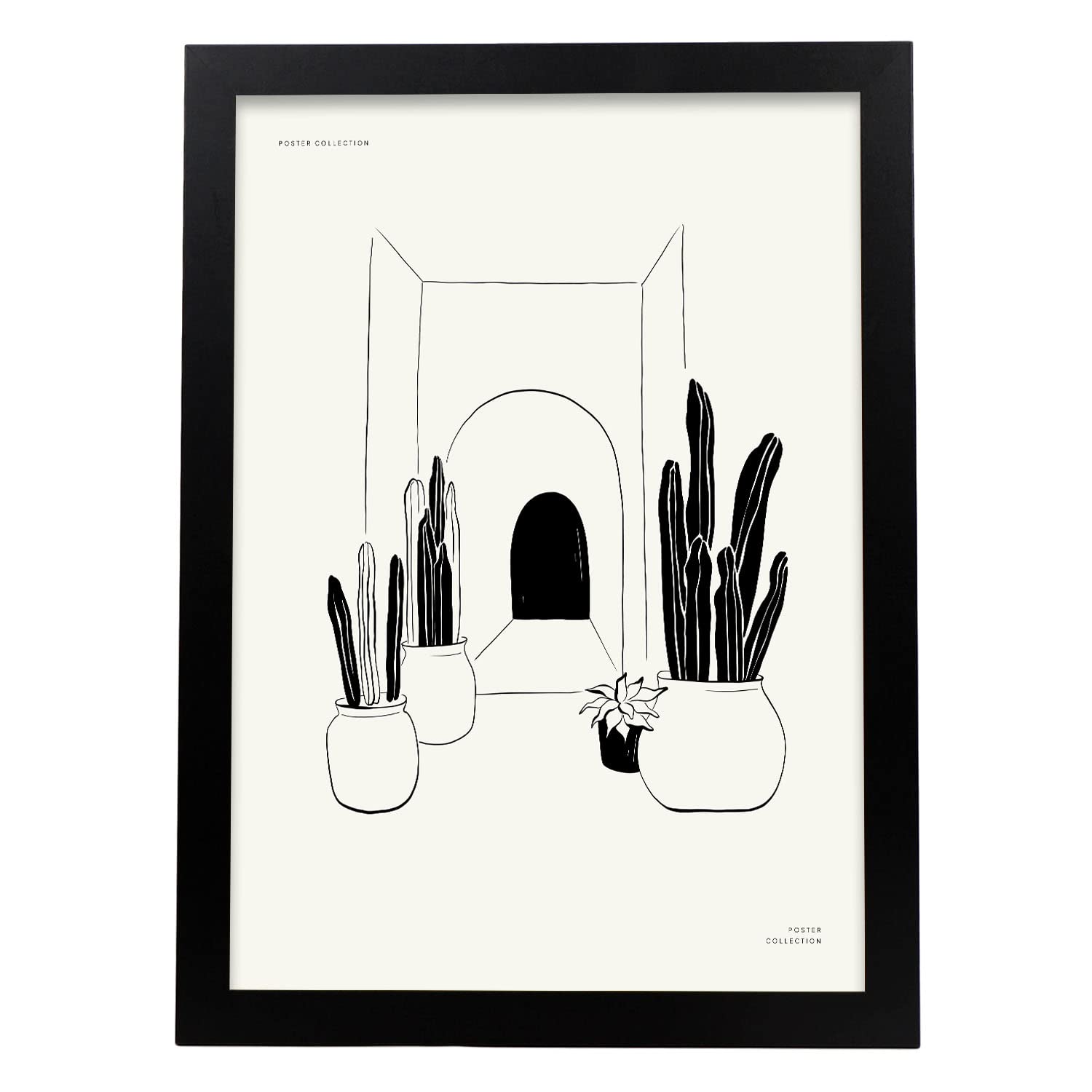 Nacnic póster pop art abstracto. entrada de cactus ilustraciones artísticas modernas para la decoración de interiores. marco negro - a3