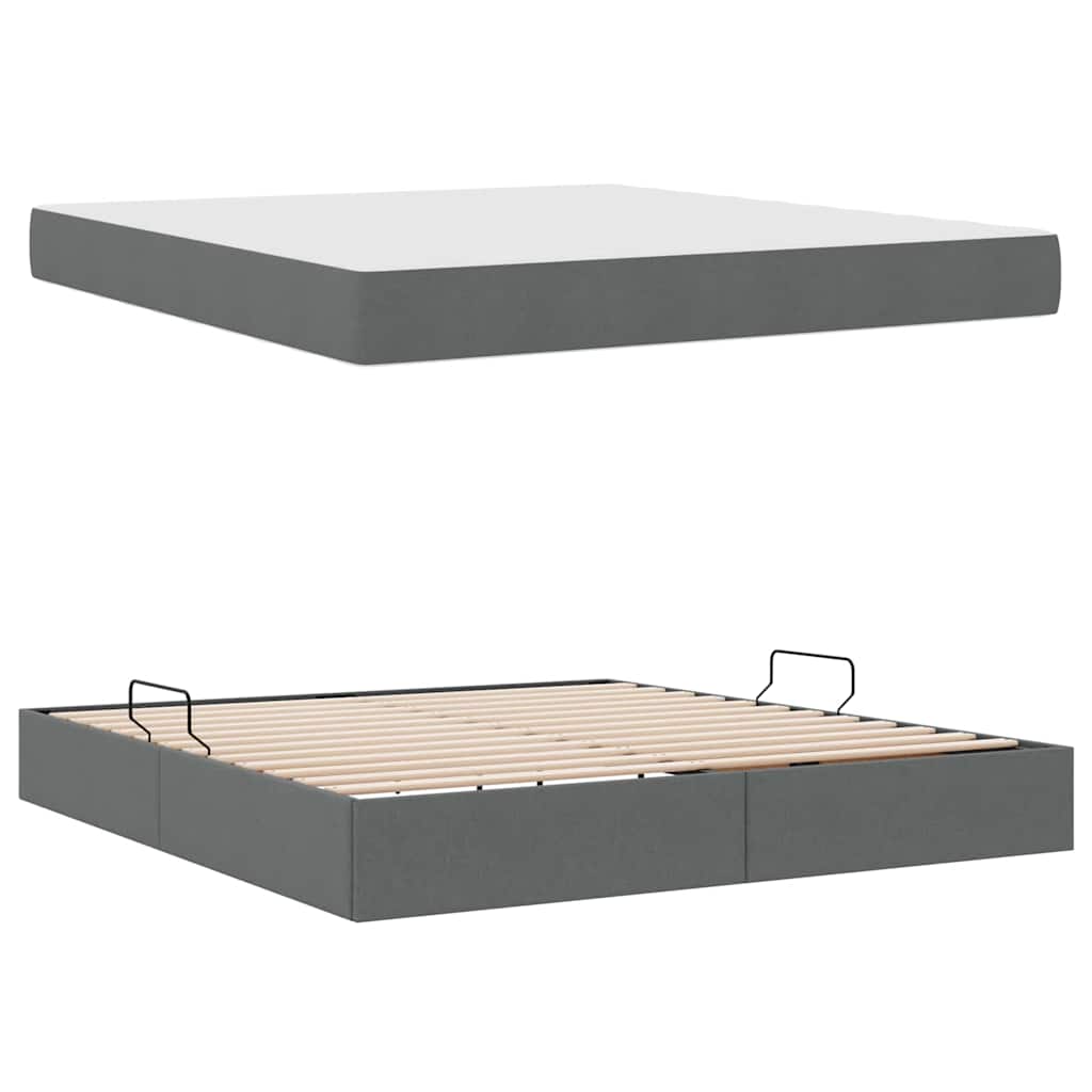 Lit avec rangement et matelas gris foncé 160 x 200 cm polyester - 8