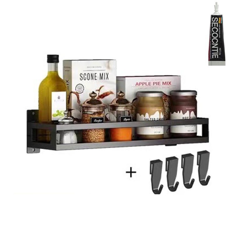 Półka na przyprawy ze stali nierdzewnej o długości 35 cm, półka ścienna, udźwig do 15 kg, nie wymaga wiercenia, odpowiednia do łazienki i kuchni