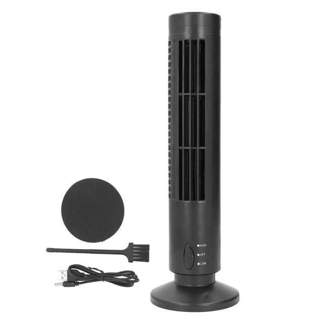 Tower ventilateur USB sans pales 2 vitesses silencieux portable Tower ventilateur de refroidissement pour utilisation domestique bureau noir