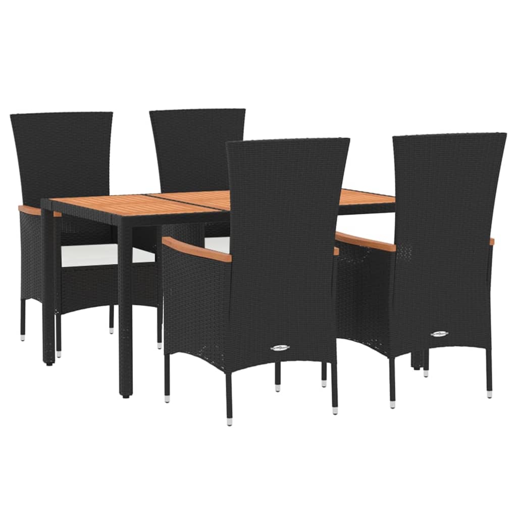 Maison Exclusive - Set da Pranzo da Giardino 5 pz Nero con Cuscini in Polyrattan - 3