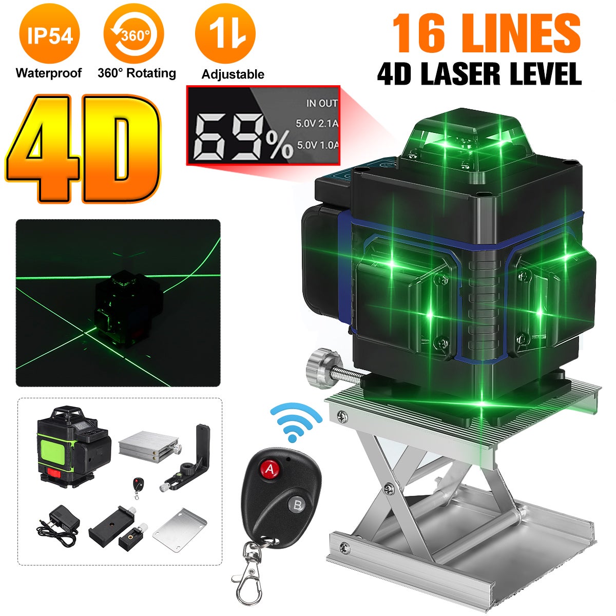 Niveau Laser Croix Ligne Laser Vert Autonivelant 4D 360 2