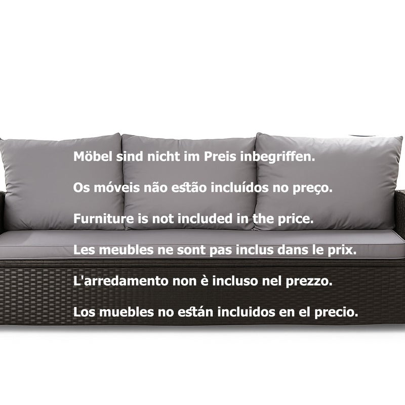 Poduszka ogrodowa na sofę rattanową 100x60x50cm poduszka na meble rattanowe jasna szara, poduszka na balkon taras, poduszki na meble ogrodowe