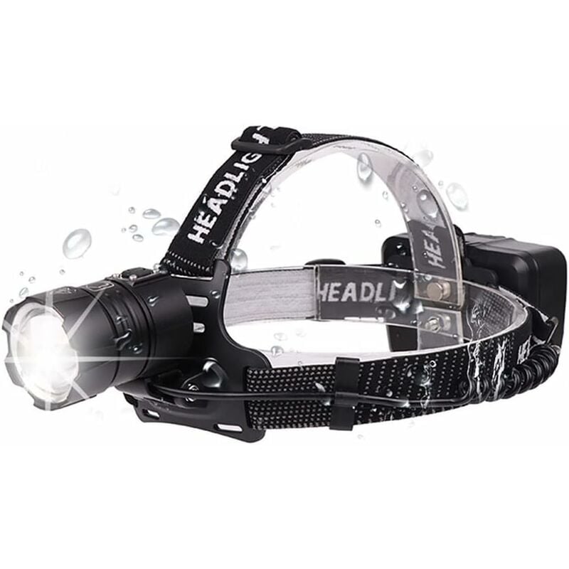 Akumulatorowa lampa czołowa super jasna dioda LED mocna i wodoodporna lampa czołowa LED uchwyt na reflektor zoomem tryby przełączania zasilane przez