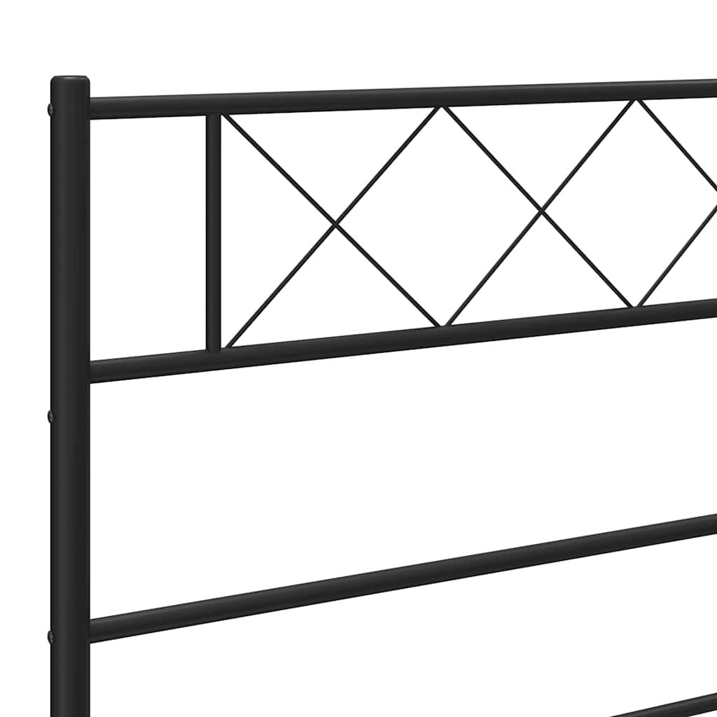Estructura de cama sin colchón con estribo, de metal negro, para dormitorio, 193 × 203 cm - 9