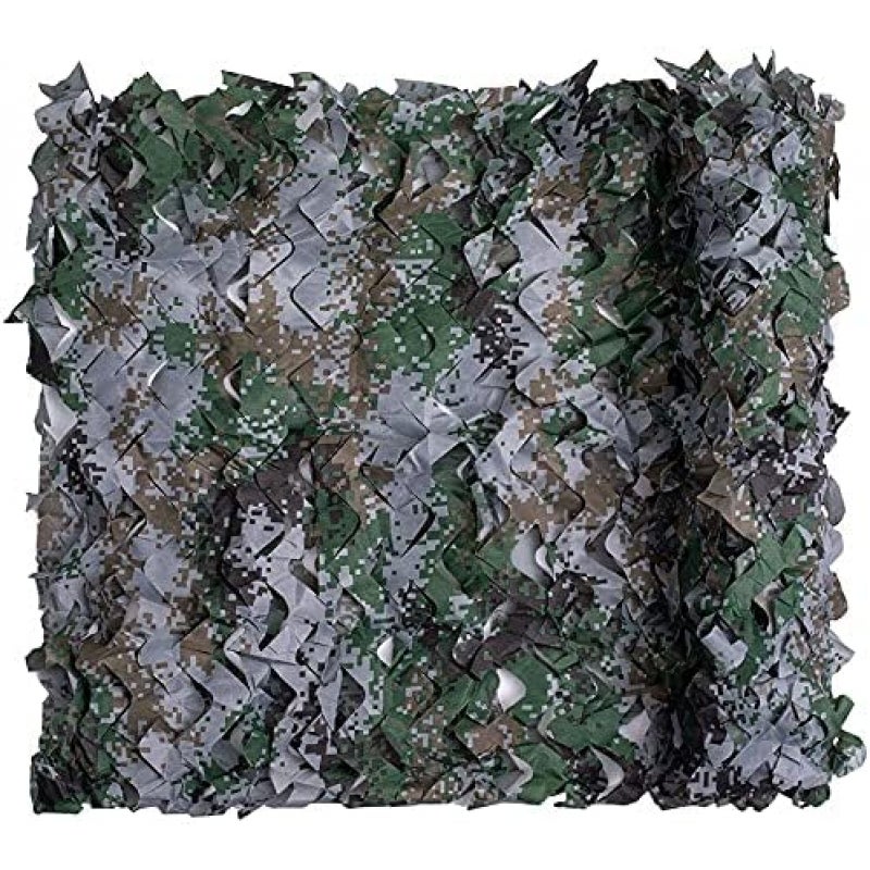 Żagiel przeciwsłoneczny prostokątny, siatka maskująca, wzór kamuflażu, 3x8m, kamuflaż cyfrowy