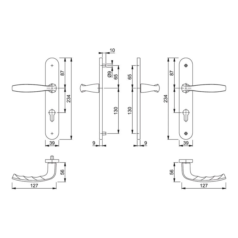 Ensemble de porte sur plaque New york Clé i PZ anodisé argent F1 HOPPE - 1810/300M - entr.195mm - 3281936 - 4