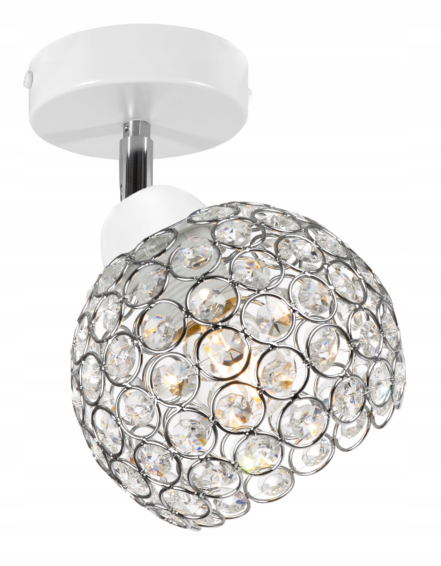 Lampa sufitowa wisząca Crystal biała 1xE27 klosz kula metal kryształki bezbarwny/srebrny Light Home LH