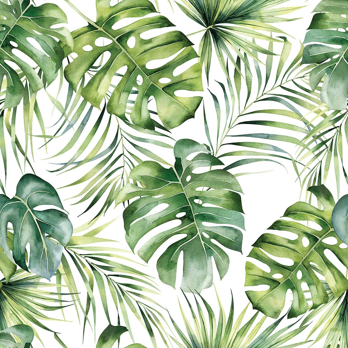 Crédence adhésive sticker décoratif pour salle de bain - Feuilles Tropicales - Adhésif MAT - 50x50 cm - 3