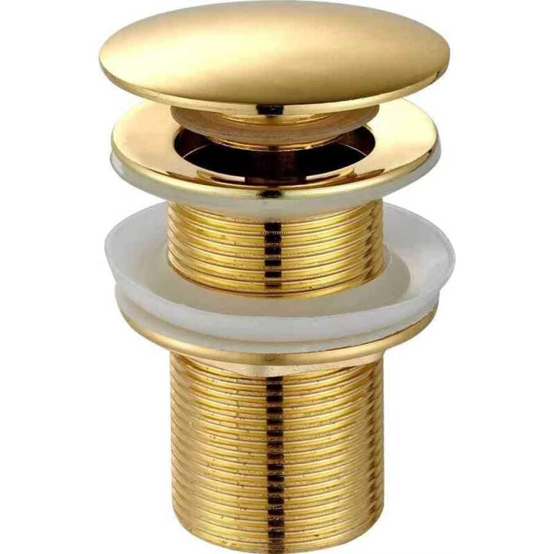 Bonde de lavabo - Pop Up - En laiton - Universel - Sans trop-plein - Pour lavabo et lavabo - Doré - 2