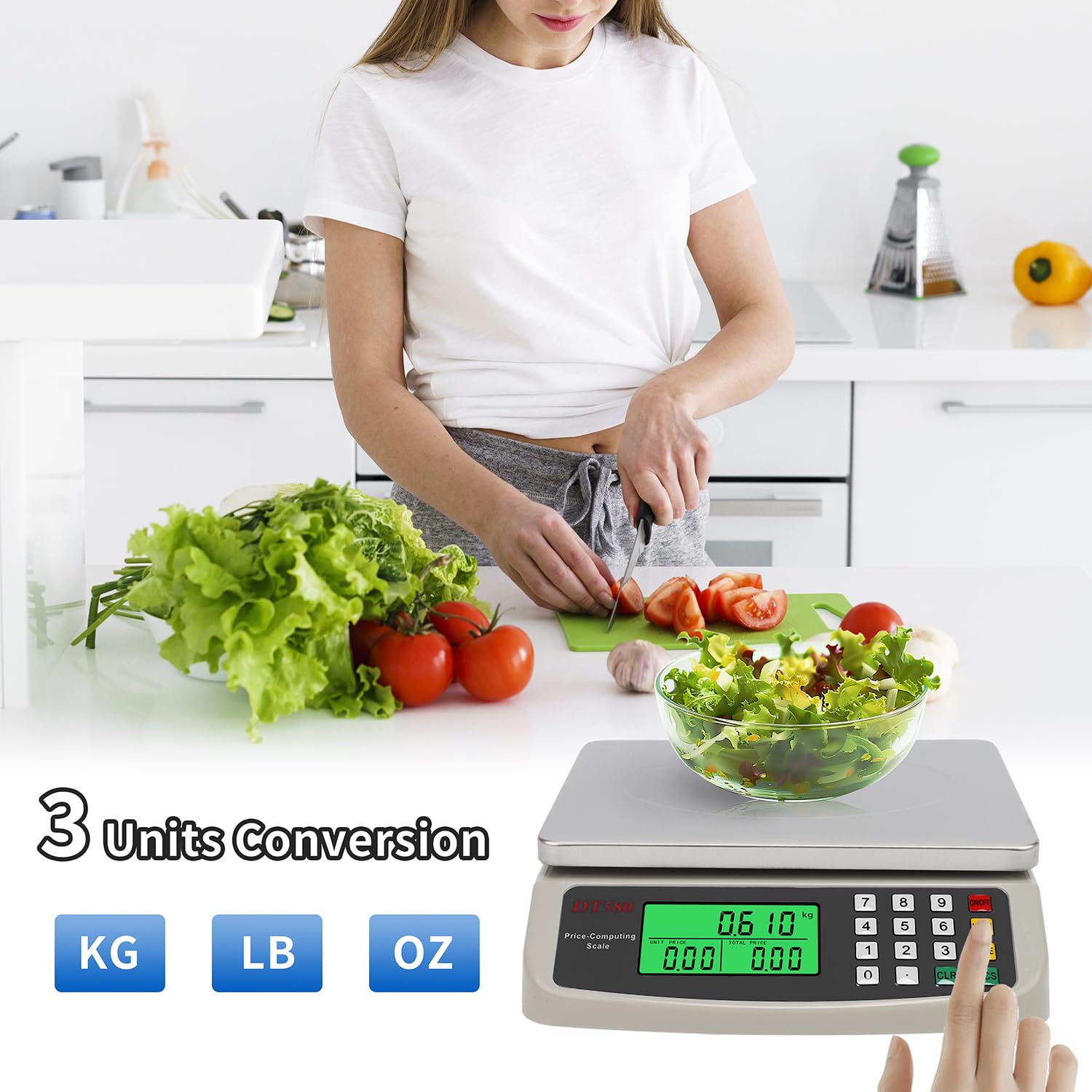 Balance de Cuisine Professionnelle 30kg, Précision 1g, Acier Inoxydable, Fonction Tare et Comptage, pour Aliments et Charcuterie - 3