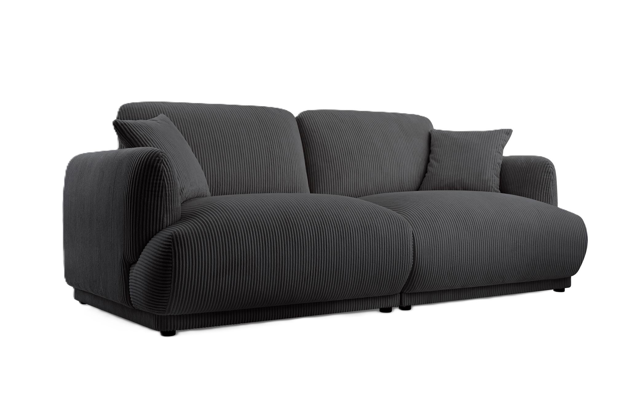 Wygodna Sofa LOCCO 2-osobowa w Grafitowej Tkaninie Sztruksowej – Nowoczesny Design i Komfort