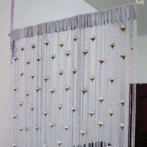 MIULEE Tenda a Filo Tende per Porta Tenda con Perline Protezione contro gli Insetti Il Design del Palo per Divisorio per Finestre, Balcone, Camera da Letto, Matrimonio, 90 cm x 200 cm