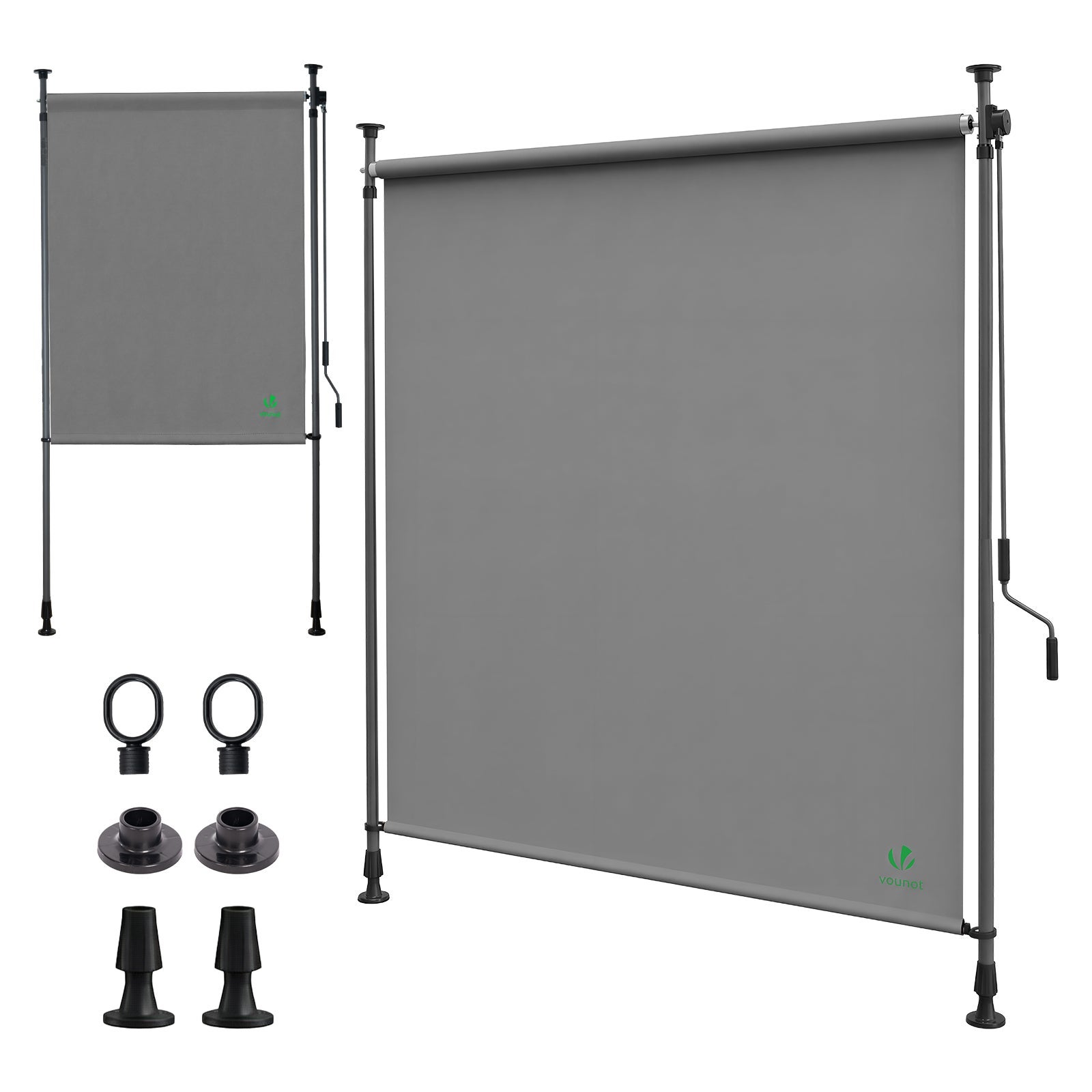 Toldo vertical exterior 120x310cm extensible estor protección visual con manivela sin agujeros para balcón terraza jardín gris