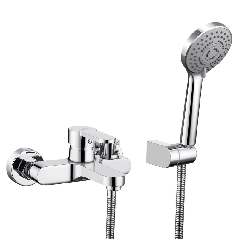 LOVHAUS Bateria wannowa z 3-funkcyjną ręczną słuchawką prysznicową, zestaw baterii wannowej z jedną dźwignią i słuchawką prysznicową do łazienki