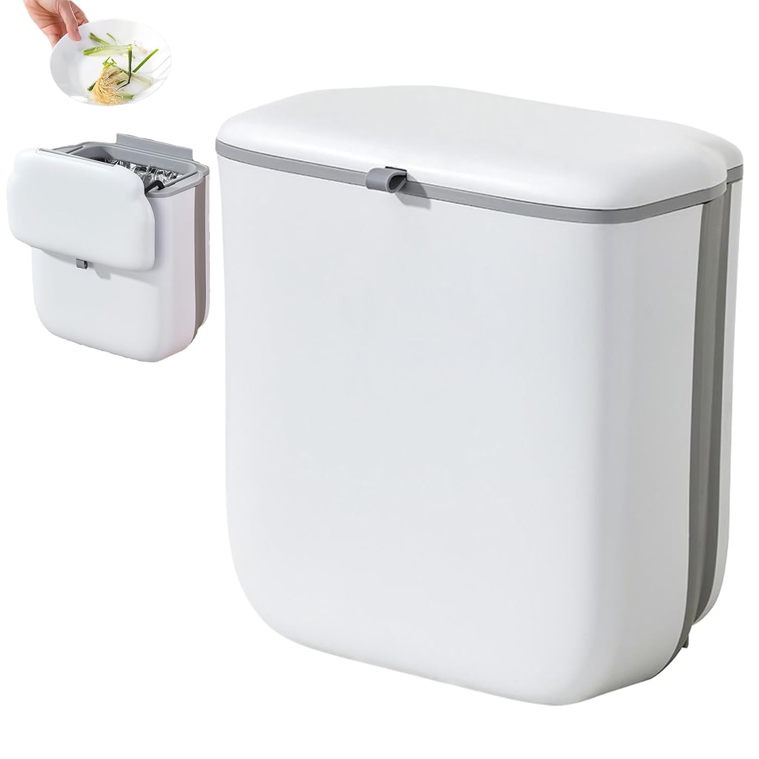 Compost Bin Kitchen, 2.64 Gallon Foldable Garbage Can with Lid, Small ...