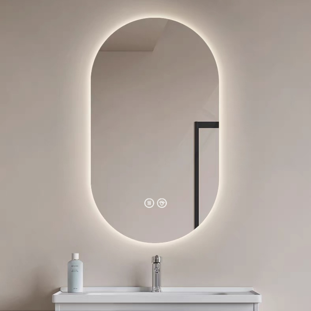 Lustro łazienkowe LED montowane na ścianie, anty-parujące, 60x90 cm, z ekranem dotykowym, regulowanym światłem i eleganckim wzornictwem - 3