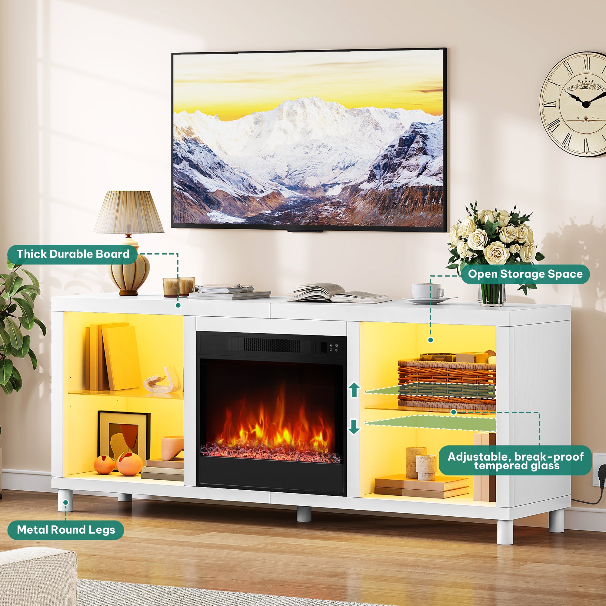Balconera Mueble TV para Chimenea Eléctrica 18