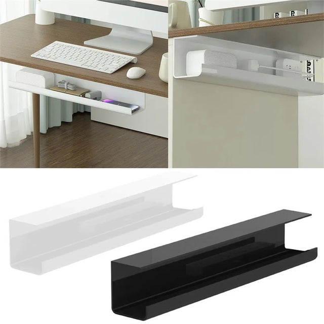 2 sztuki 40 cm samoprzylepnych tacek na kable, plastikowy organizer na kable do biura i domu, elastyczny