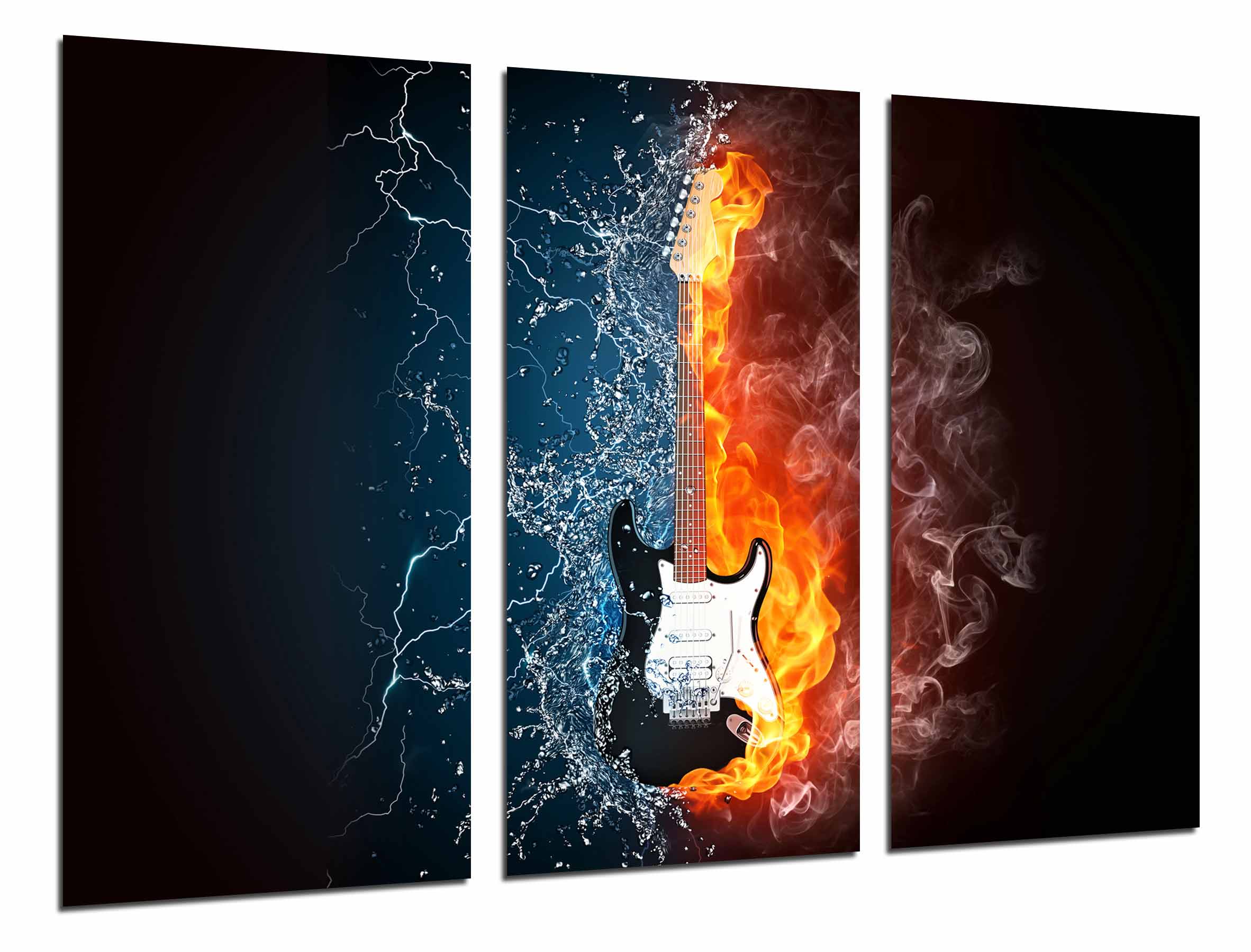 Guitare électrique feu et eau, Fender Stratocaster, tirage ...